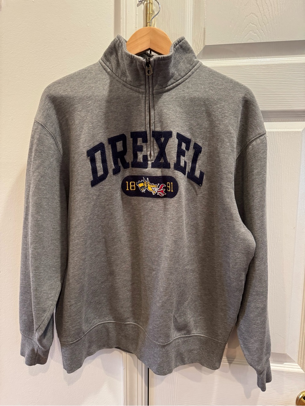 JanSport Drexel University Dragons 1/4 Zip Pullover Heather Gray Mens Size Large